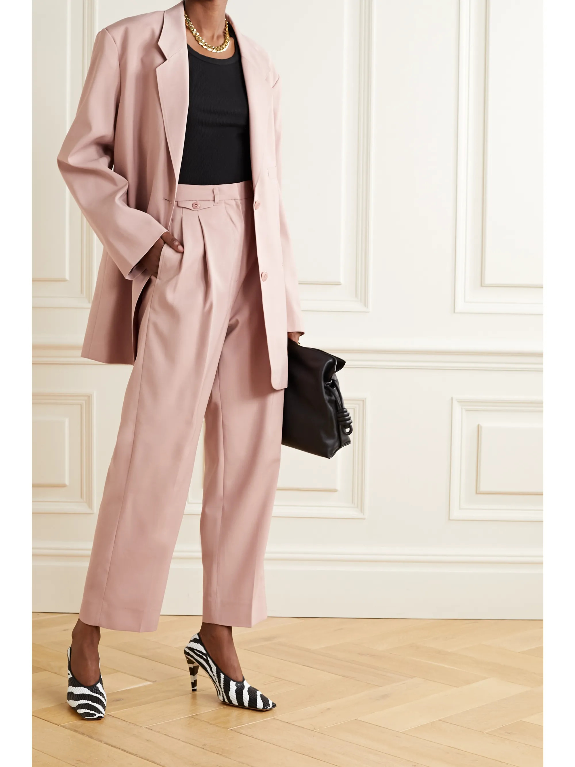 Blush Pernille oversized woven blazer | Frankie Shop | NET-A-PORTER | NET-A-PORTER (US)