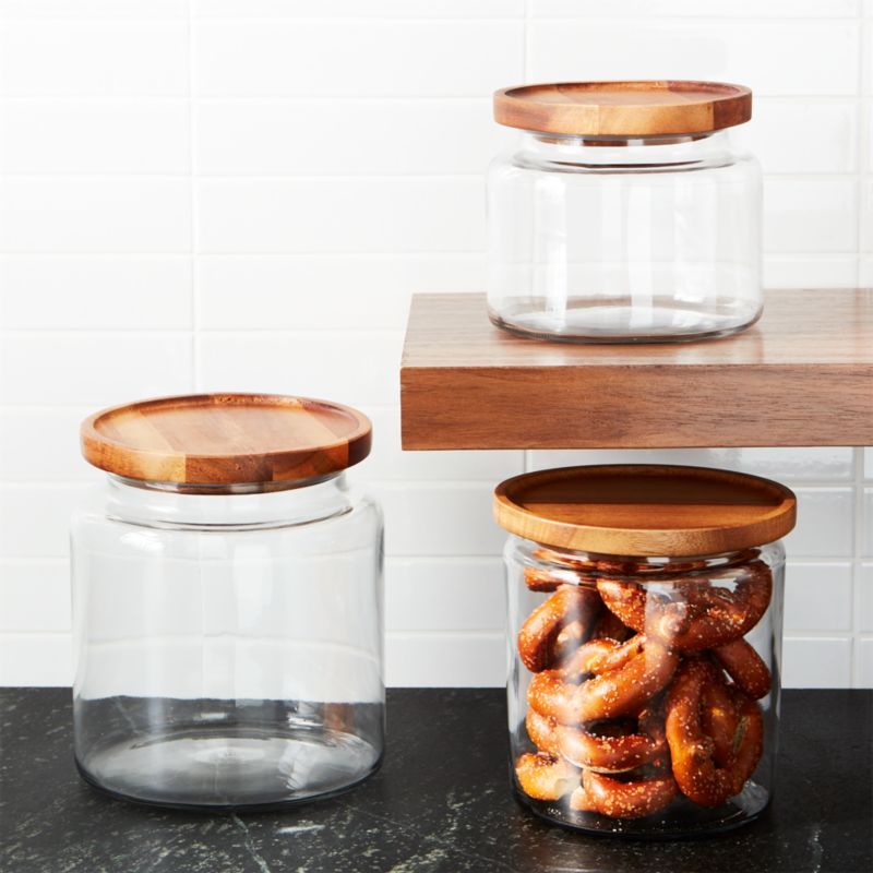 Montana Acacia and Glass Jars | Crate and Barrel | Crate & Barrel