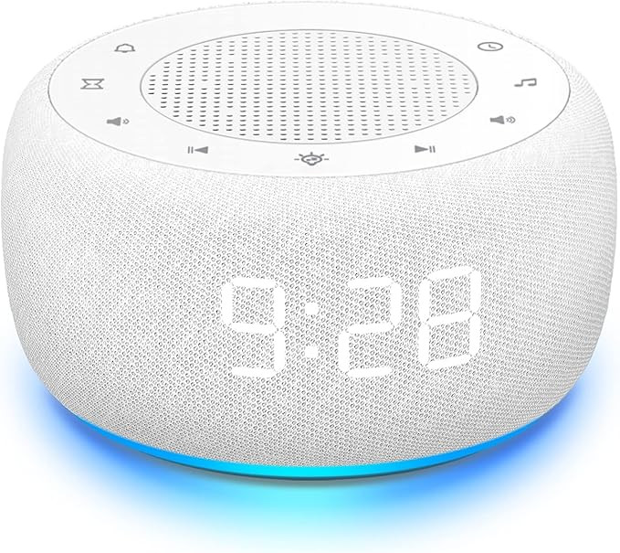 Buffbee Sound Machine & Alarm Clock 2-in-1, 0-100% Clock Face Brightness, Bottom Colored Light, S... | Amazon (US)