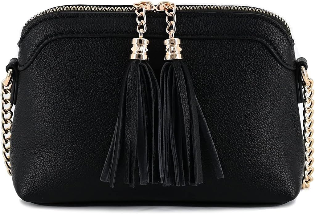 Lightweight Two Tassel Small Messenger Crossbody Bag with Chain Strap Cell phone Wallet Purses | Amazon (US)