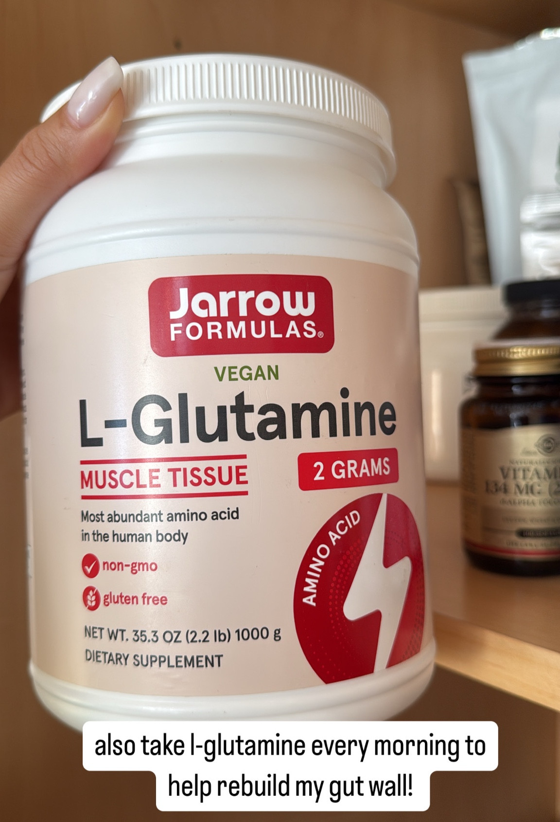 i never skip my L-glutamine every morning, which has helped rebuild my gut wall! ❤️❤️❤️