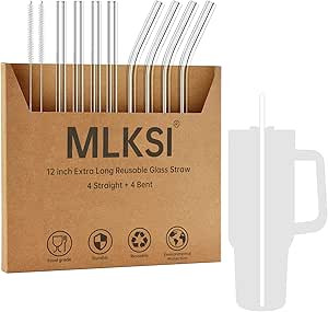 MLKSI Replacement Glass Straws for Stanley Cup Accessories, 8 Pack Reusable Straws with Cleaning ... | Amazon (US)