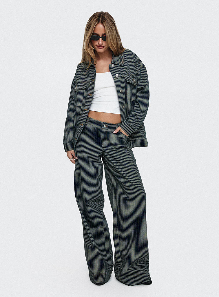 Actually Invested Low Rise Pants Denim Stripe | Princess Polly US
