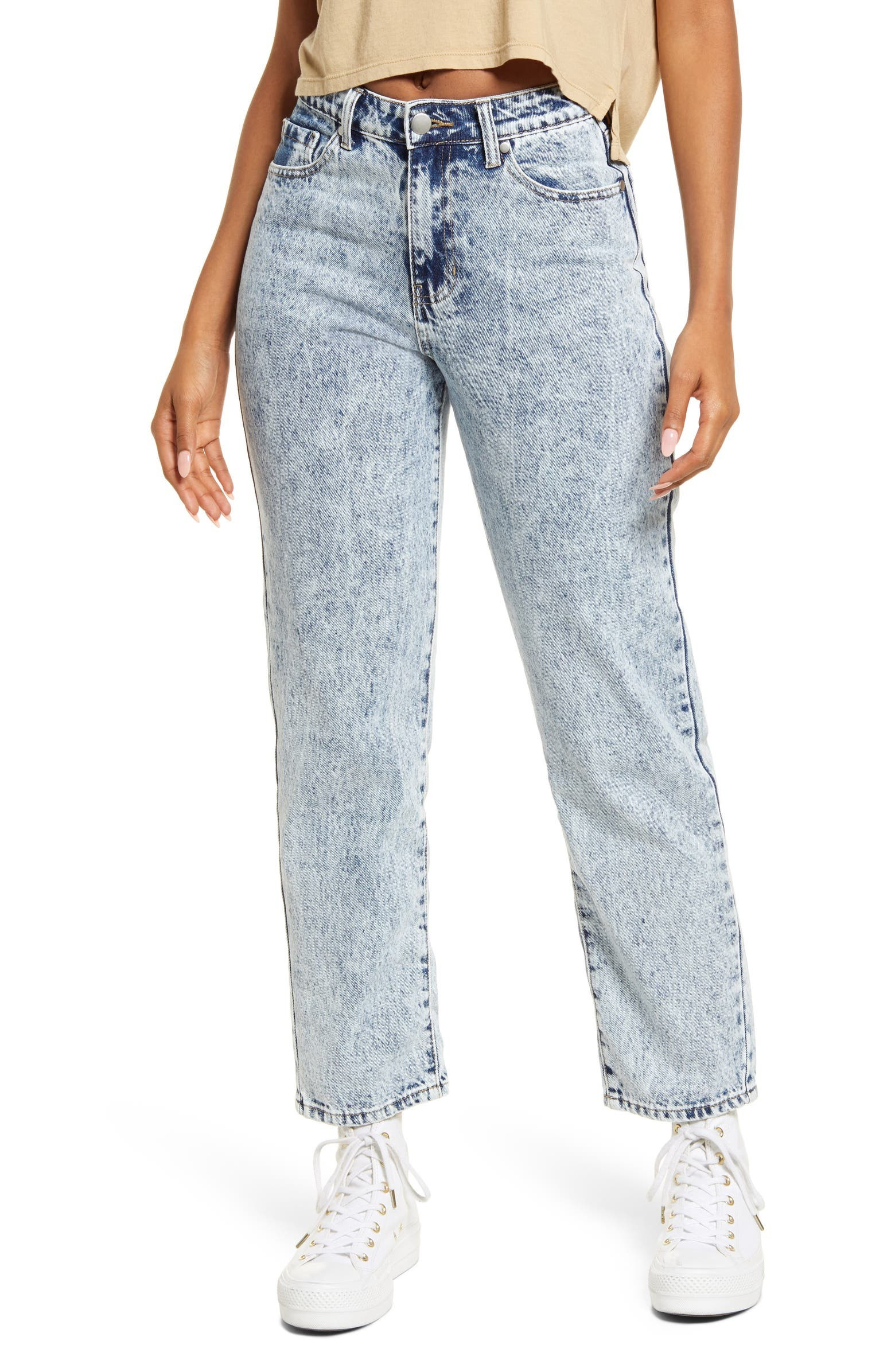 Acid Wash Straight Leg Mom Jeans | Nordstrom