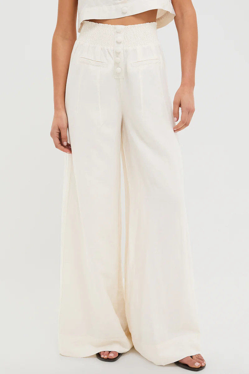 Off-White Button Front Palazzo Pant | Tuckernuck (US)