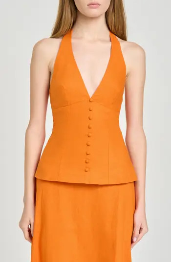 WAYF x Hannah Lovey Porter Capri Halter Neck Linen Blend Top | Nordstrom | Nordstrom