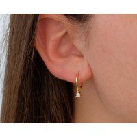 Gold Dangle Opal Hoop, Earrings, Fire Silver Opal Hoop, in 925 Sterling Silver | Etsy (US)
