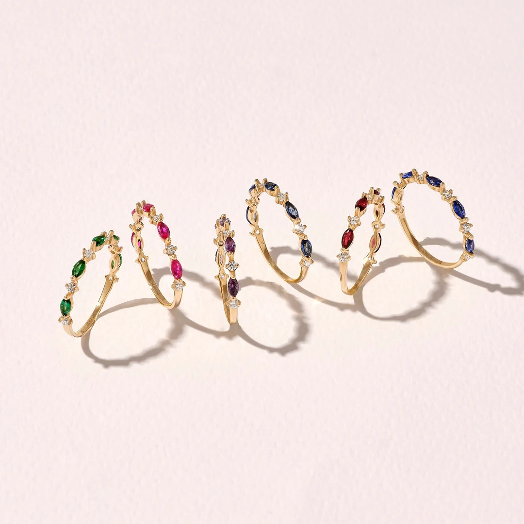 Birthstone Marquise Band Ring Personalized Family Ring - Etsy | Etsy (US)