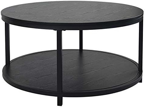 NSdirect Round Coffee Table, 36 inch Rustic Wooden Surface Top & Sturdy Metal Legs Industrial Sofa T | Amazon (US)