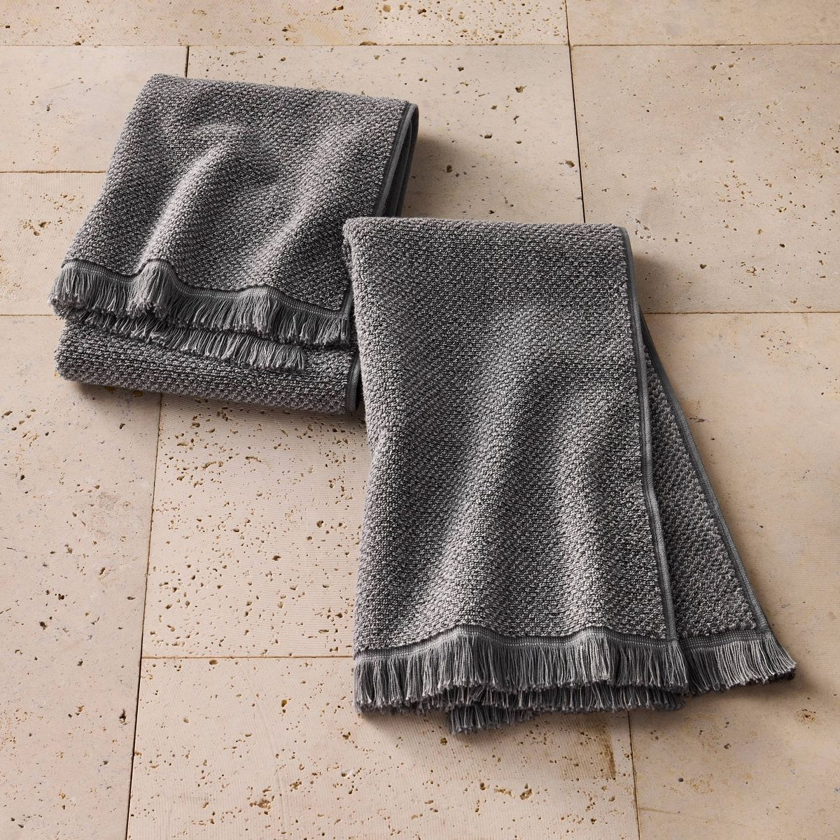 2pk Organic Texture Hand Towel Gray - Casaluna™ | Target