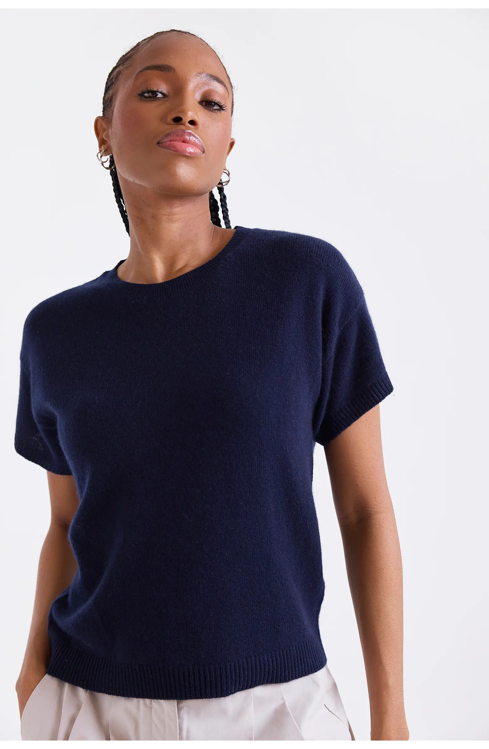 Esme Short Sleeve Crew Neck Cashmere Top | Nordstrom