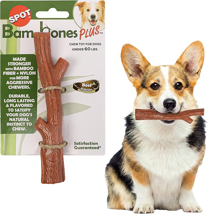 SPOT Bam-Bones Plus Branch -Bamboo Fiber & Nylon, Durable Long Lasting Dog Chew for Aggressive Ch... | Amazon (US)