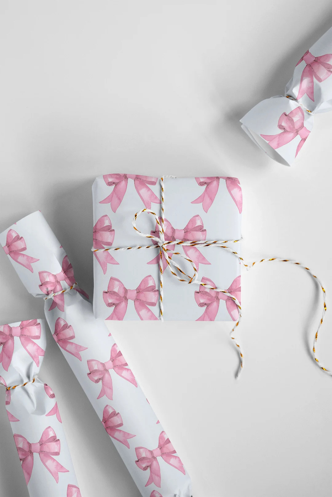 Gift Wrap Paper Ribbon Bows Pink Blue Colors Wrap Preppy Chinoiserie Wrap Event Party Holidays Wr... | Etsy (US)