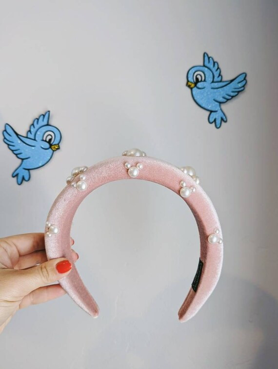 Velvet Pearl Mickey Mouse Headband  You Choose Color - Etsy | Etsy (US)