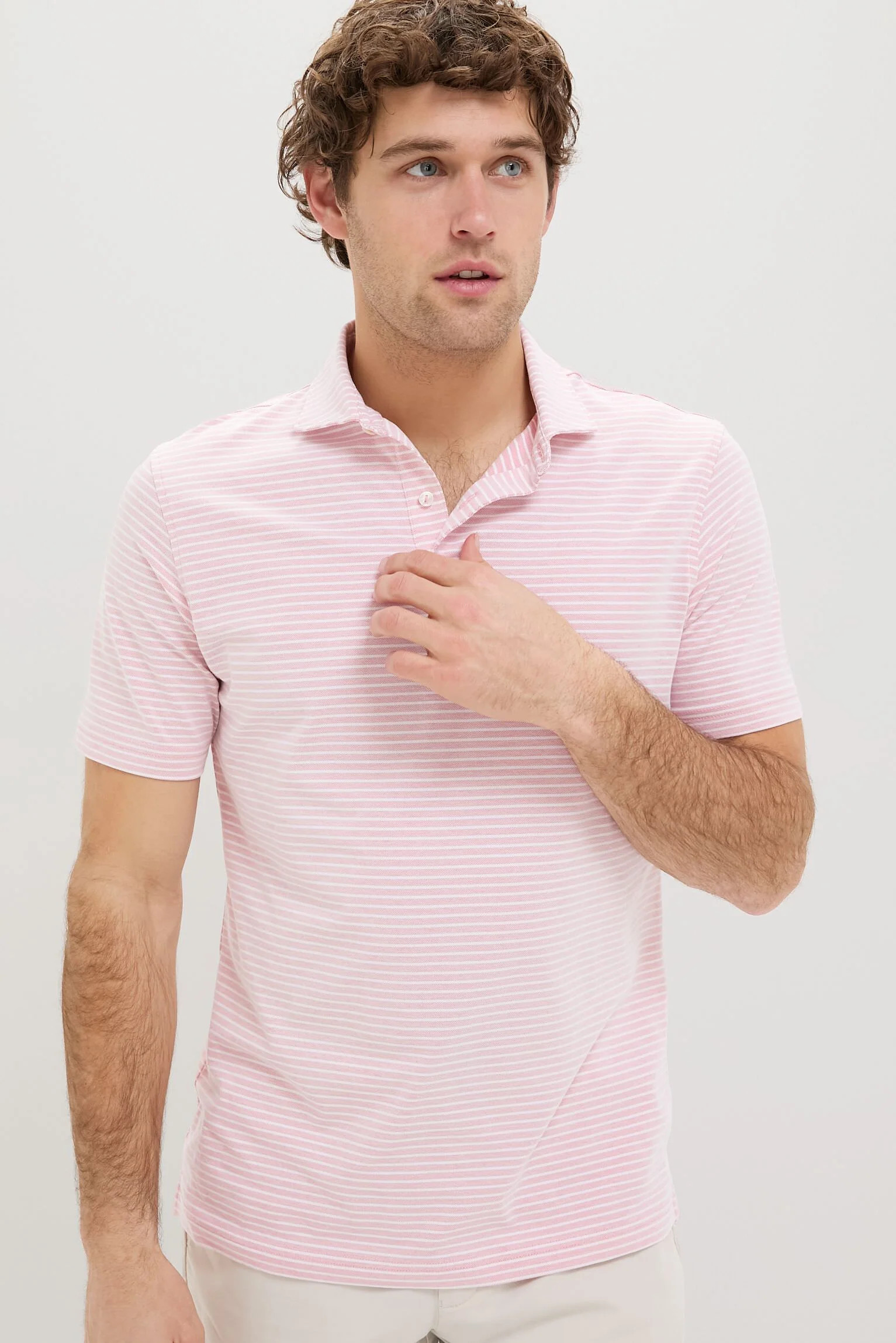 Pink Crepe Albatross Cotton Blend Pique Polo | Tuckernuck (US)