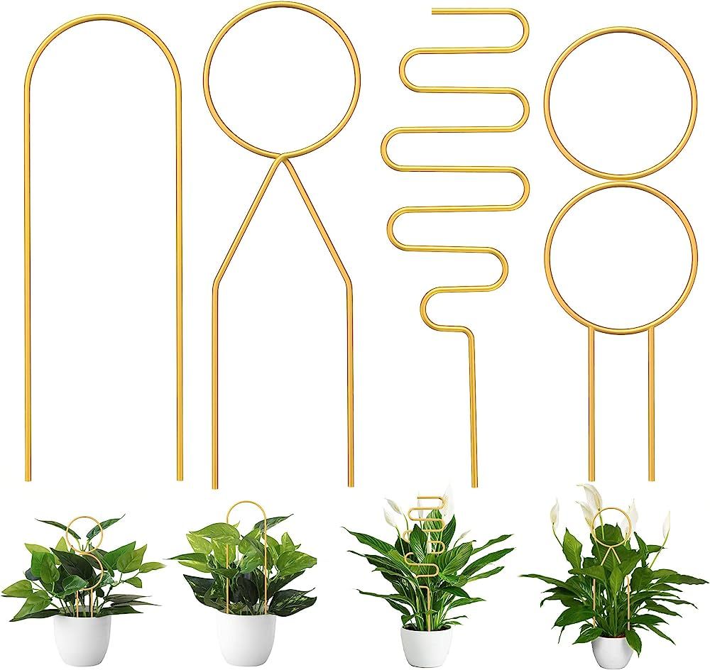 4 Pcs Small Metal Trellis for Potted Plants,Gold Trellis for Climbing Plants Indoor,Mini Trellis ... | Amazon (US)