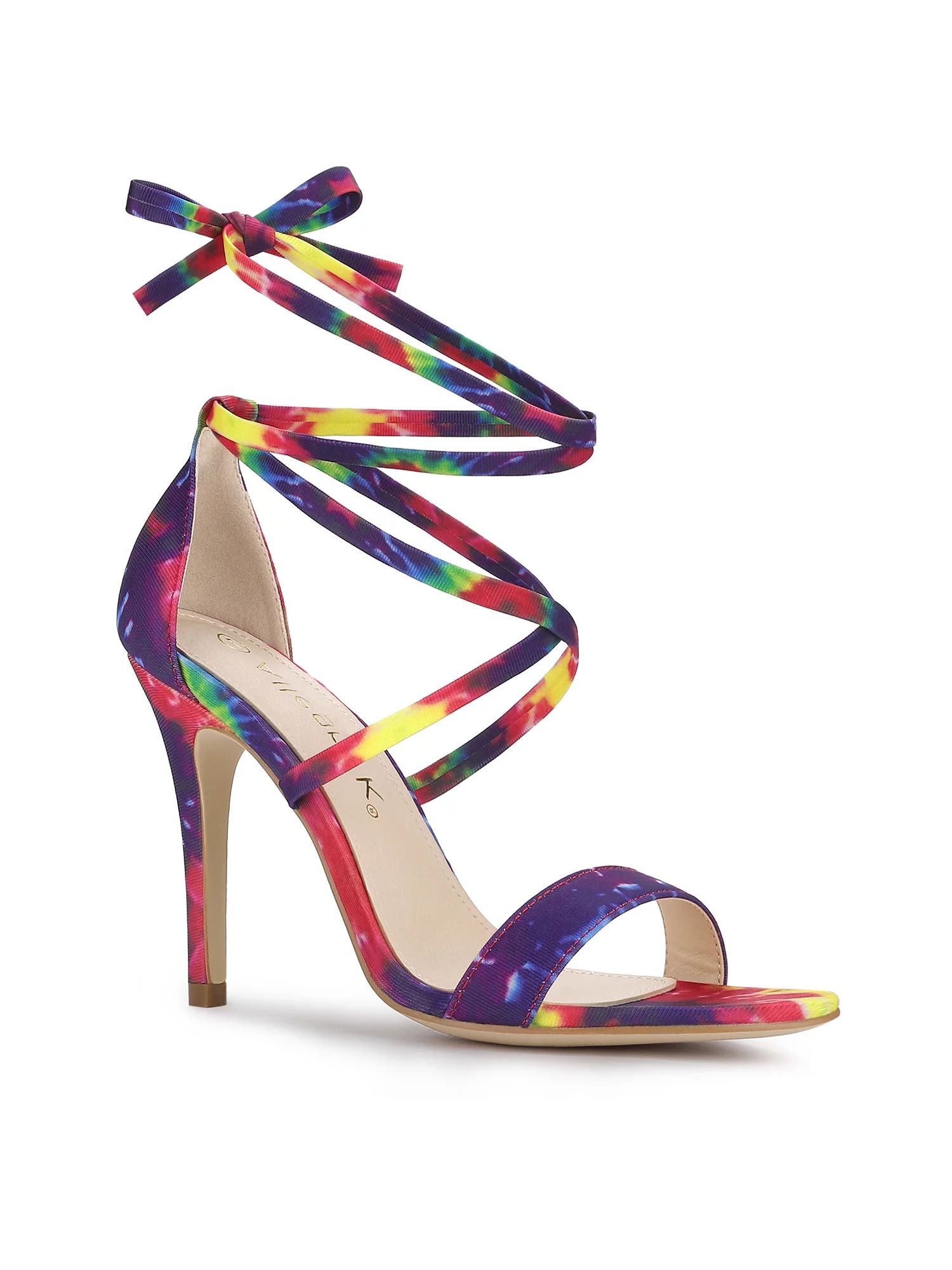 Allegra K Women's Tie Dye Lace up Sandal Prom Open Toe Stiletto Heels Sandals - Walmart.com | Walmart (US)