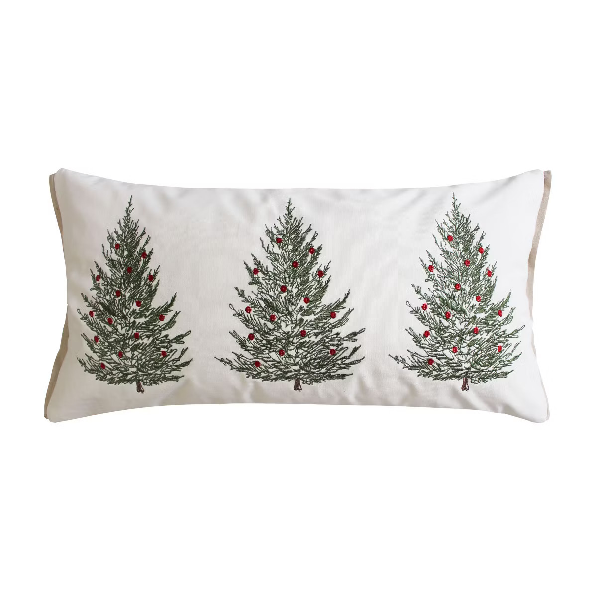Folk Deer Christmas Trees Decorative Pillow White - Levtex Home | Target