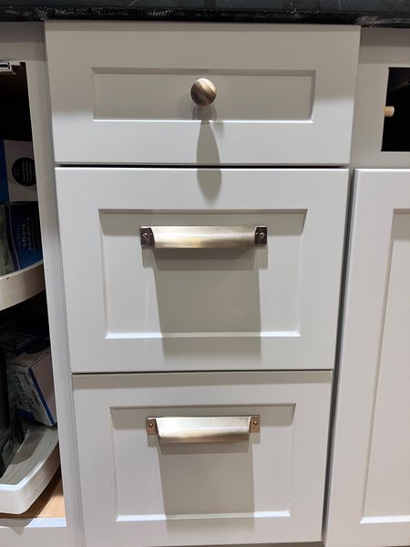 Best cabinet hardware - knobs and drawer pulls in champagne bronze/honey bronze/brass/gold (cup pull/bin pull)

#LTKhome