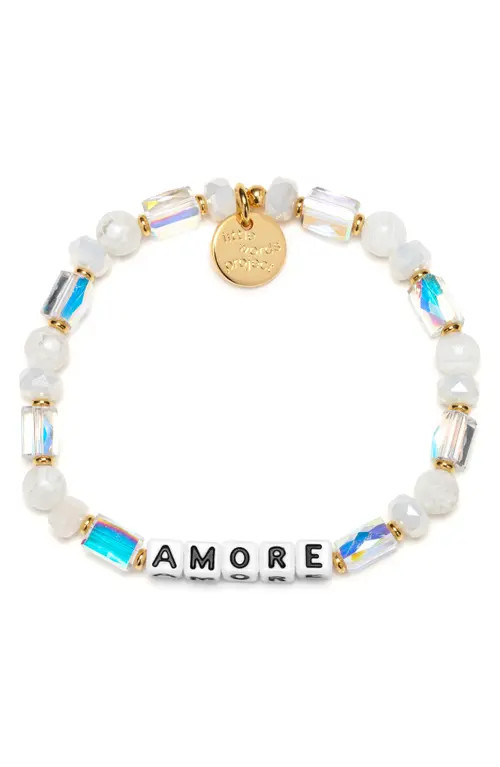 Little Words Project Amore Beaded Stretch Bracelet in White at Nordstrom, Size Small | Nordstrom