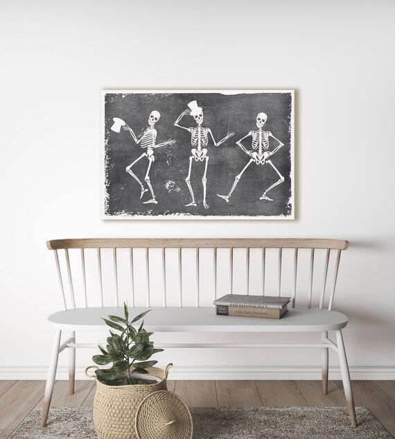 Dancing Skeletons Halloween Canvas Print Unframed Stretched - Etsy | Etsy (US)