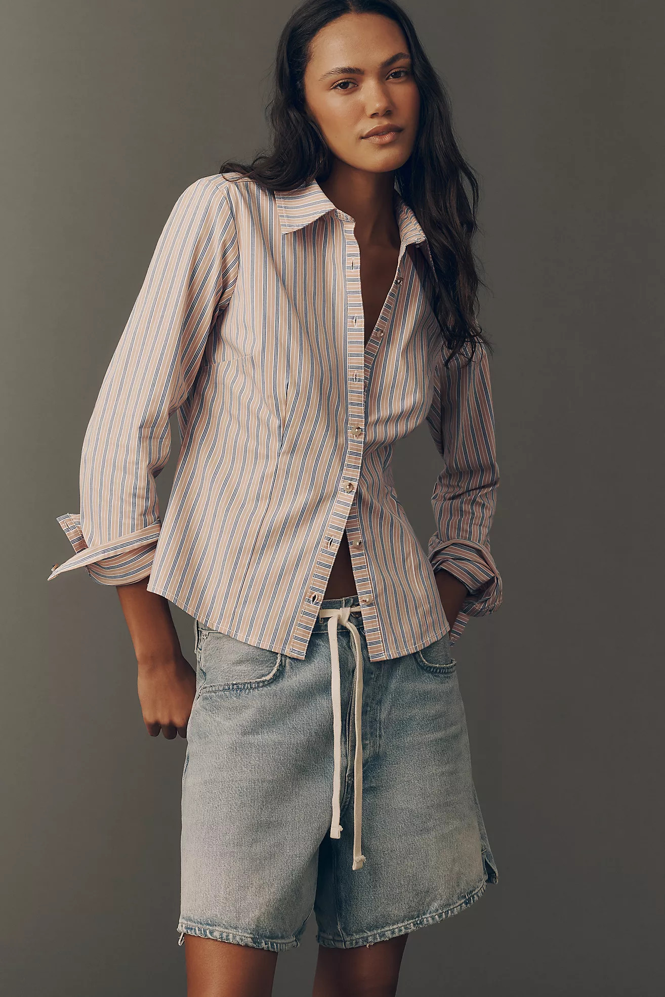 Pilcro Slim Long-Sleeve Buttondown Top | Anthropologie (US)