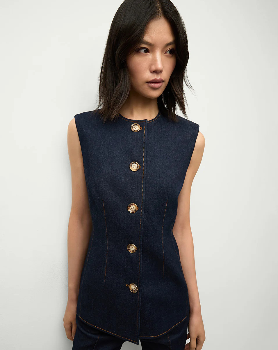 Veronica Beard Jessup Denim Vest Dark Oxford | Veronica Beard
