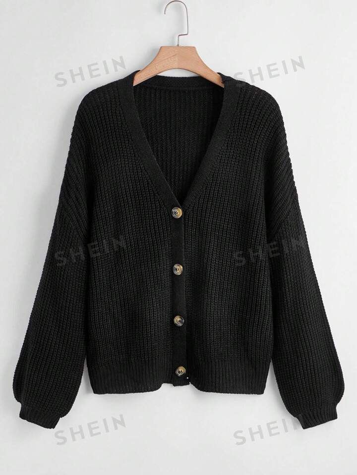 SHEIN LUNE Plus Button Up Drop Shoulder Cardigan | SHEIN