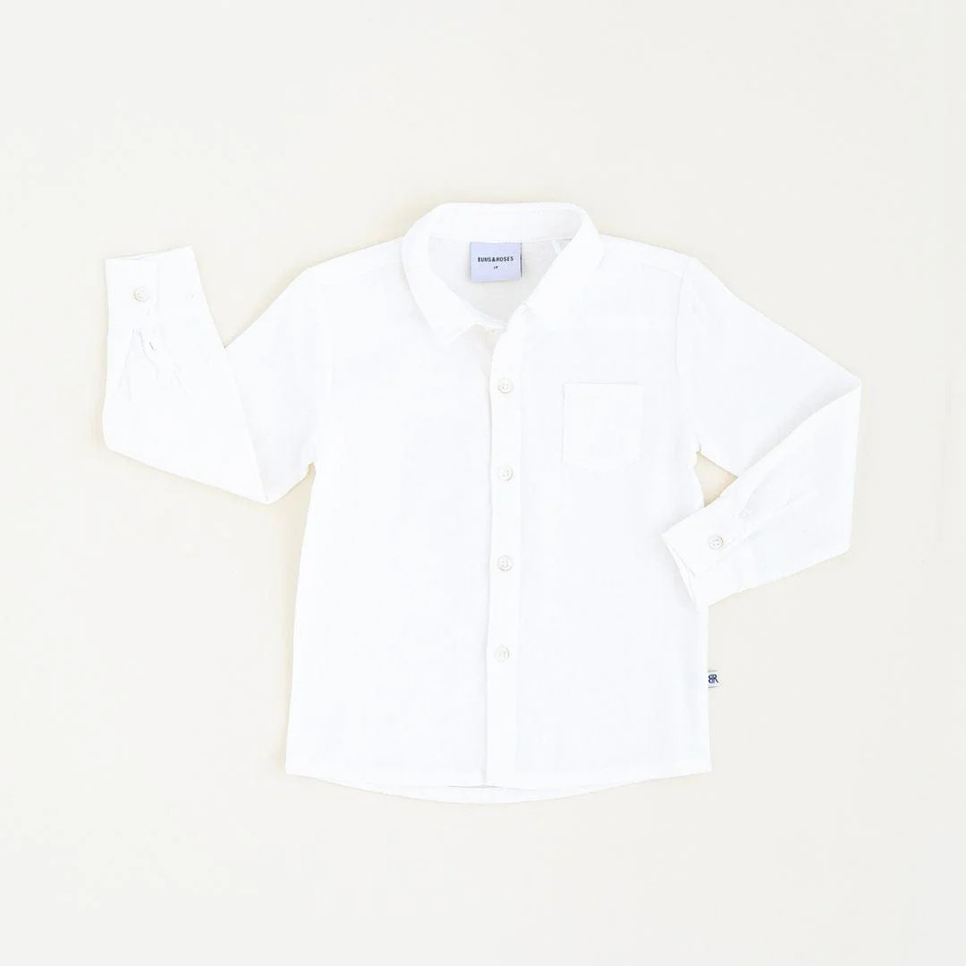 Bamboo Linen Button Down Shirt - Ivory | Bums & Roses