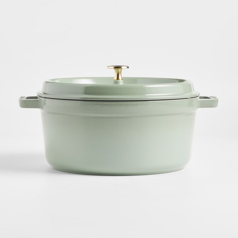 Staub 5.5-Qt. Eucalyptus Round Dutch Oven + Reviews | Crate & Barrel | Crate & Barrel