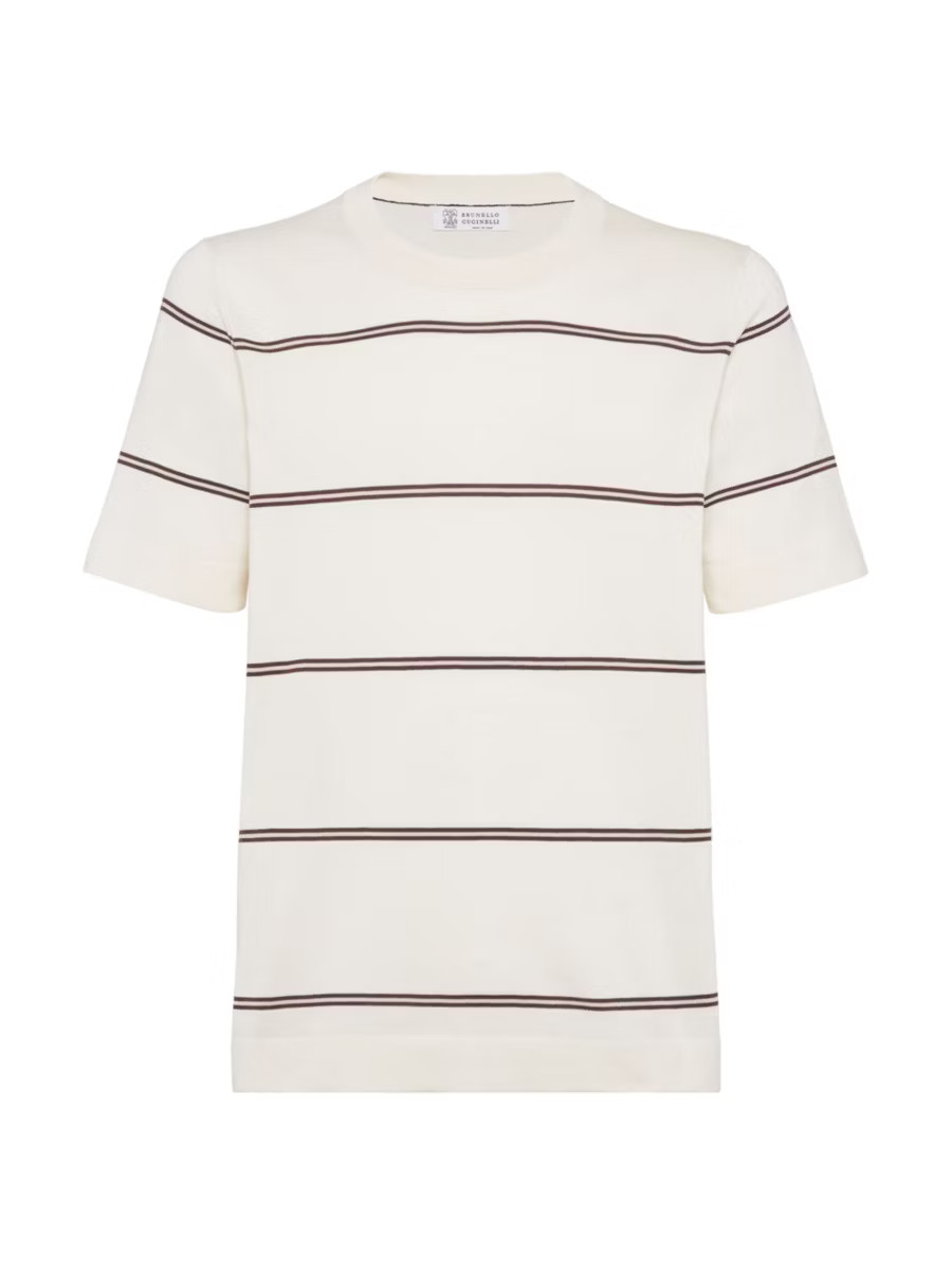 Cotton Lightweight Knit T-Shirt with Stripes | Saks Fifth Avenue