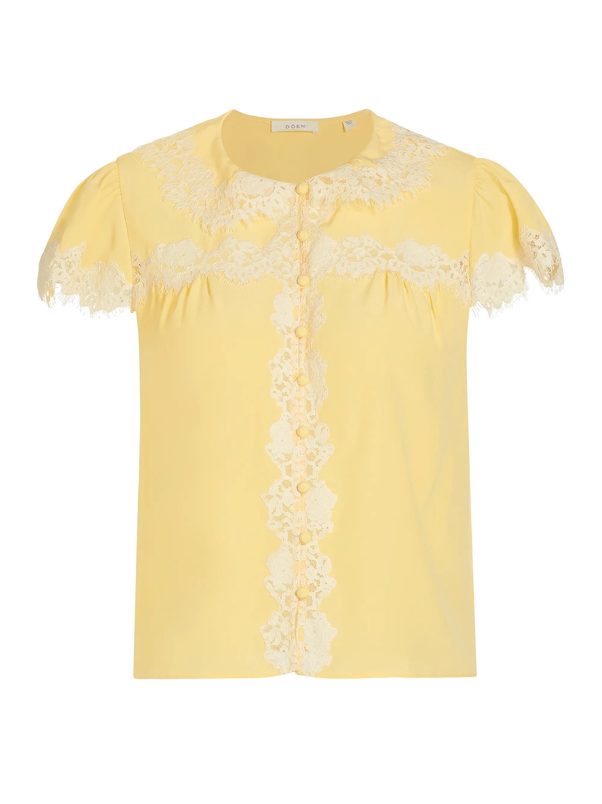 Josephine Lace-Trim Silk Blouse | Saks Fifth Avenue