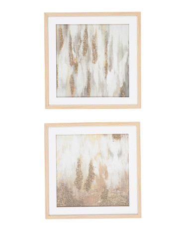 Set Of 2 21x21x1 Gold And Gray Wall Art Under Glass | TJ Maxx