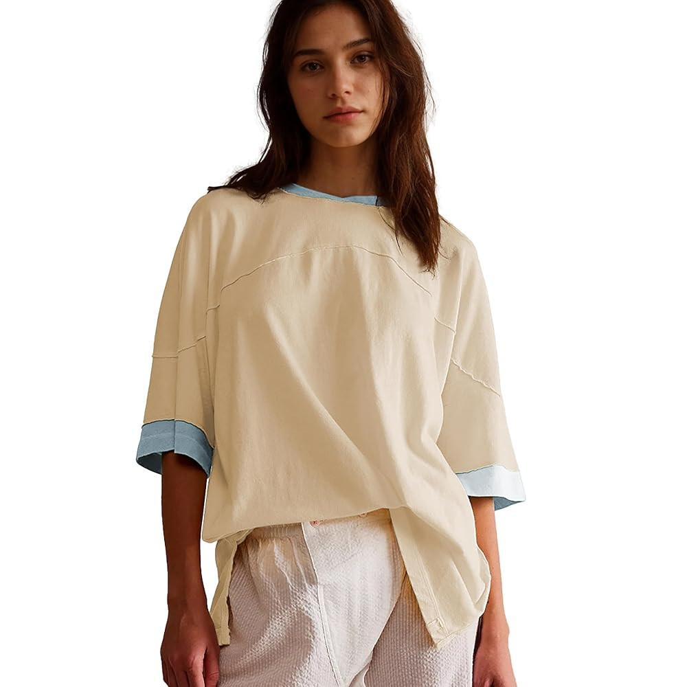 Songling Womens 3/4 Length Sleeve Casual Loose Fit Summer Tee Shirt Basics Cotton t Shirts Trendy... | Amazon (US)