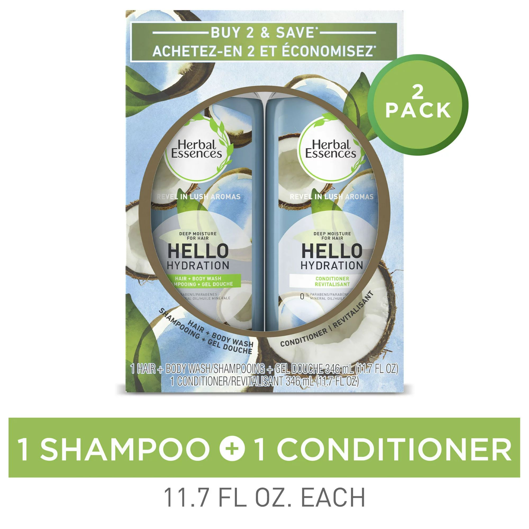 Herbal Essences Hello Hydration Shampoo & Conditioner Bundle Pack, for All Hair Types, 23.4 fl oz | Walmart (US)
