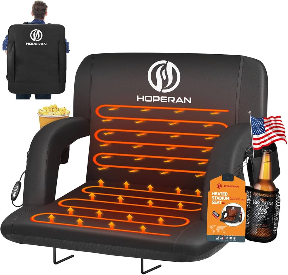 Heated Stadium Seats for Bleachers with Back Support and Wide Cushion, Extra Portable Bleacher Se... | Amazon (US)