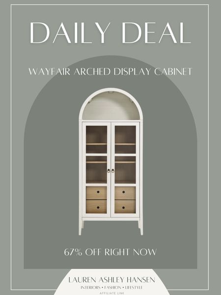 How beautiful is this arched display cabinet! I love the shelf and drawer features, and the white is a neutral yet bright pop! It’s 67% off right now too! 

#LTKStyleTip #LTKHome #LTKSaleAlert