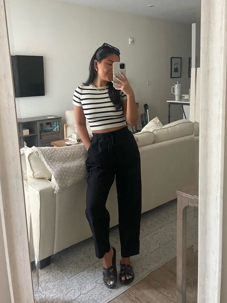 Black linen pant outfit🖤