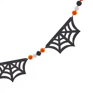 6ft. Black Spider Web Garland with Pom Poms by Ashland® | Michaels | Michaels Stores