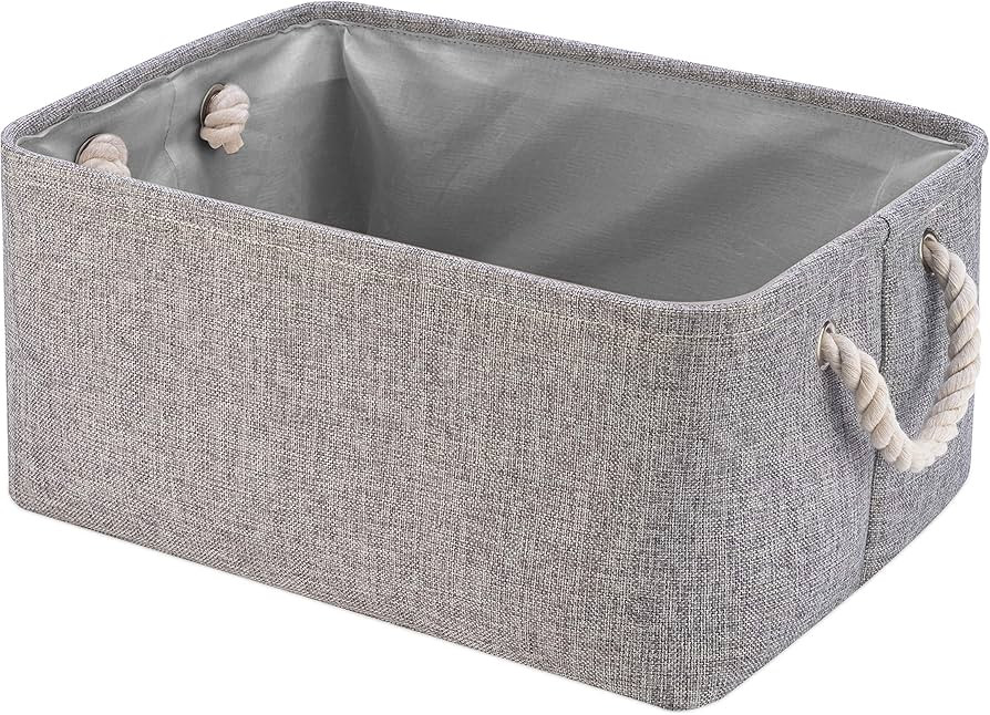 Perber Storage Baskets,Decorative Collapsible Rectangular Linen Fabric Storage Bin,Underwear,Tie,... | Amazon (US)