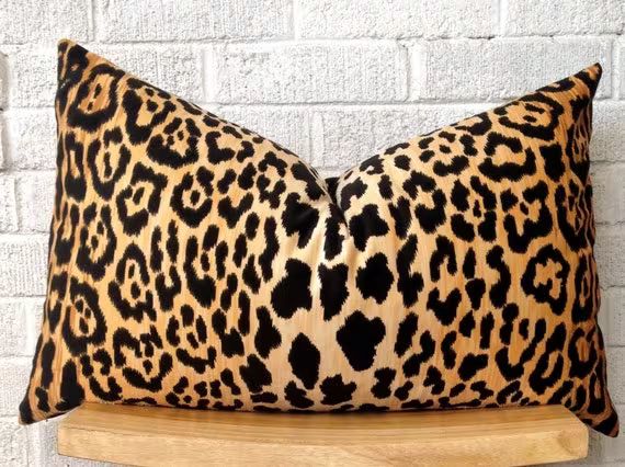 Velvet Cheetah Pillow Cover - rectangular lumbar leopard black gold animal print | Etsy (US)