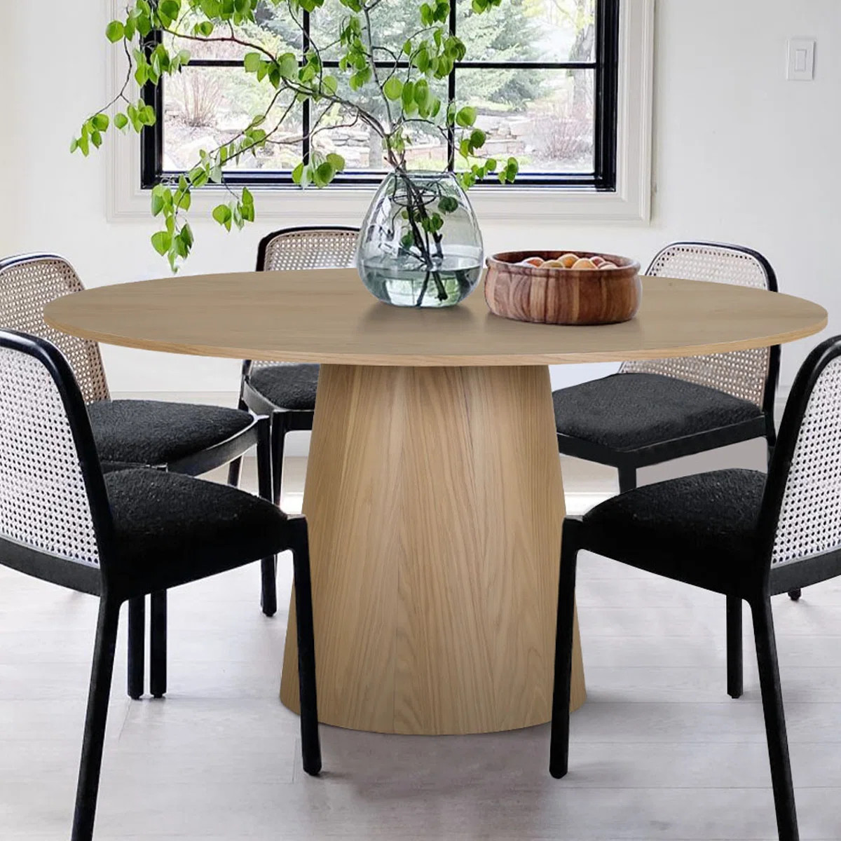 Kolton 60" Solid Wood Round Desktop Pedestal Kitchen Dining Table | Wayfair North America