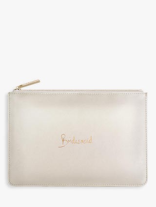 Katie Loxton 'Bridesmaid' Perfect Pouch, Metallic White | John Lewis (UK)
