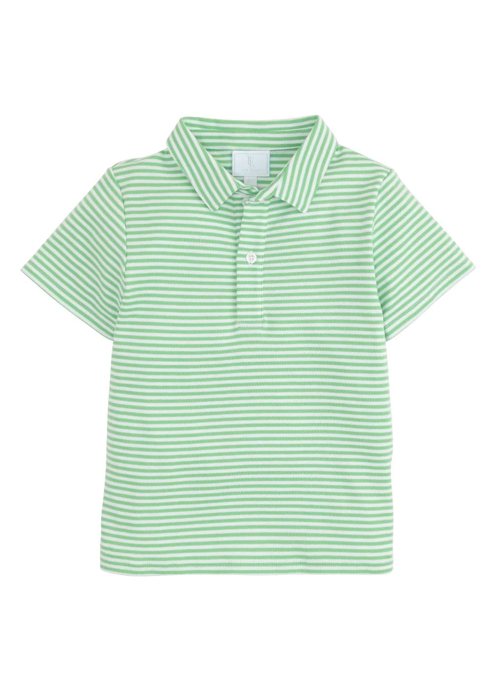 Short Sleeve Striped Polo - Green | Little English
