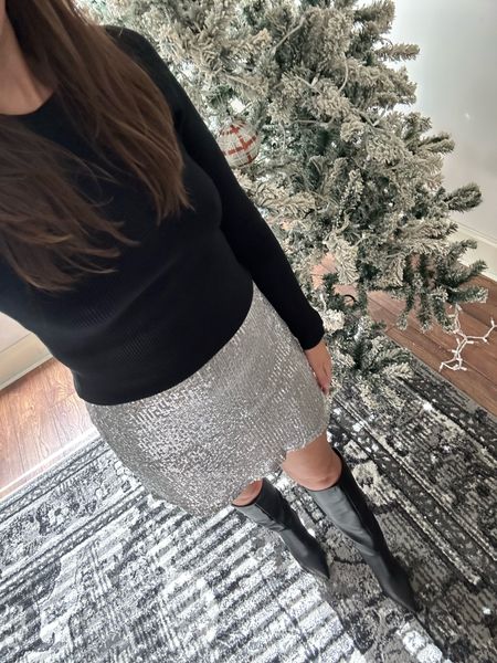 Sequin skort (tts) and the best basic top for fall - thick, substantial material and also fits tts.

Holiday outfit, Christmas outfit

#LTKHoliday #LTKSeasonal #LTKfindsunder100