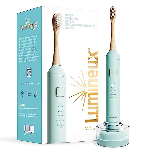 Lumineux Sonic Electric Toothbrush for Adults - Bamboo Heads - Crystalline (Light Blue) - Include... | Amazon (US)