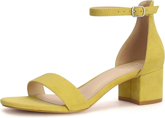 PARTY Women's Open Toe Ankle Strap Low Block Chunky Heels Sandals | Amazon (US)