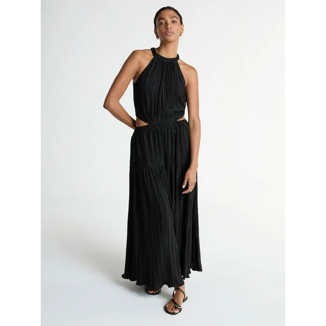 Scoop Women’s Plisse Halter Maxi Dress with Cutouts, Sizes XS-XXL | Walmart (US)