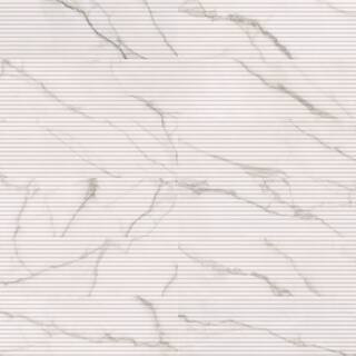 Fluted Turret Statuario White 12 in. x 36 in. Glossy Textured Ceramic Marble Look Wall Tile (11.625 sq. ft. /Case) | The Home Depot