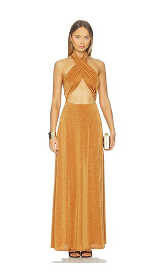 AFRM Kendrick Sparkle Dress in Metallic Bronze, brown. - size L | Revolve Clothing (Global)